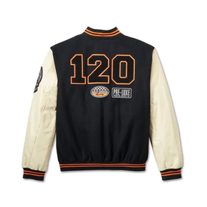 <b>Letter</b> Varsity <b>Jacket</b> <b>Men's</b> Preppy Style Embroidered Patch Design Black Beige Cotton Polyester Autumn Wear - Product Image 5