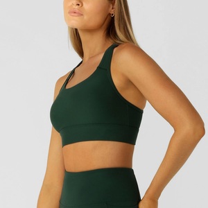 Sujetador deportivo sin aros para mujer con tirantes cruzados, logo personalizado, almohadillas extraíbles, malla transpirable, sin costuras, Spandex/Nylon - Product Image 3