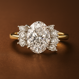 Anillos de Compromiso Religiosos de Oro Sólido de 14K con Certificación IGI y Moissanita VVS, Corte Ovalado para Mujer, para Bodas y Fiestas, Venta al Por Mayor - Product Image 3