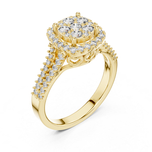 Bague en or jaune 14 carats avec diamant de laboratoire pour femme |   Fiançailles et mariage |   Vêtements de tous les jours |   Plaqué or - Product Image 4