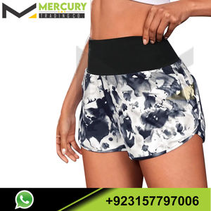 Taille haute contrôle du ventre cravate teinture extensible Shorts de sport femmes basique Fitness entraînement vêtements de sport haute qualité tissu Logo - Product Image 5