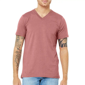 Bella Canvas Color sólido V cuello hombres camisetas Logo impresión ropa personalizada hombres camisetas - Product Image 1