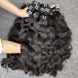Wholesale Highest Quality <b>Natural</b> Wavy Cambodian and Vietnamese Human Hair Extensions Double Drawn for Genius Weft <b>Best</b> Price - Product Image 4