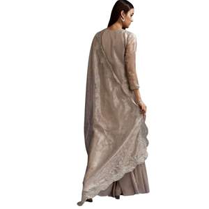 Cutdana gris y Kurta de lentejuelas con trabajo de piedra Dupatta en tejido para ocasiones elegantes al por mayor bodas recepciones y a granel - Product Image 4