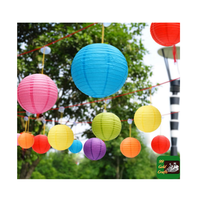 Vente en gros d'événements de mariage fête faveur blanc rose bleu multi couleurs 30 40 50cm blanc pliant rond papier boule lanternes pas cher prix