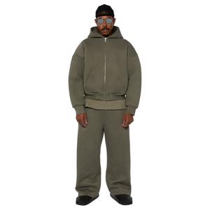 Custom Manufacturer Y2k Men French Terry 100% Cotton Oversized 3d logo Heavyweight Full <b>Zip</b> <b>up</b> <b>Hoodie</b> and Jogger Set Tracksuit - Product Image 6