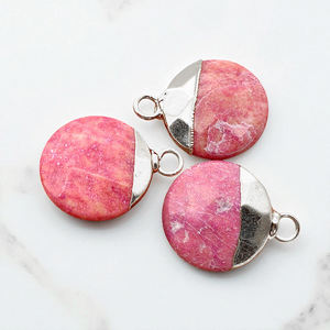 925 Sterling Silver Faceted Semi Precious Round Gemstone Pendant DIY Electroplated Fine Jewelry Making <b>Charms</b> Wholesale - Product Image 5