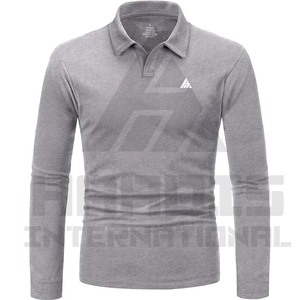 Polo uni de couleur personnalisée pour hommes, manches longues, t-shirt décontracté en coton mélangé avec col, tenue décontractée parfaite, produit OEM - Product Image 5