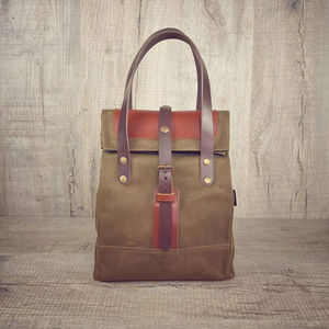 Lunch ciré avec poignées en cuir Sac à lunch imperméable LCLB-0024 - Product Image 1