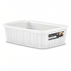 Stefanplast ELEGANCE White Rectangle <b>Plastic</b> Storage <b>Basket</b> 20x14x6cm Model 0659804 - Product Image 2