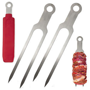 Bbq Grills <b>Large</b> Flat Barbecue Metal Stainless Steel Kebab Skewers with Long Handle - Product Image 1