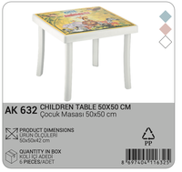 Mesa Infantil de Plástico Blanca, Resistente y Moderna, con Diseños de Animales, Multiusos, para Jugar, Comer, Dormitorio, Escuela, Parque, Interior y Exterior