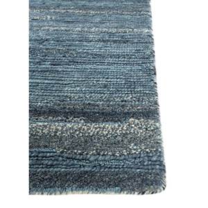 Alfombra de Lana y Viscosa Anudada a Mano, Diseño Rectangular con Rayas Azules, Estilo Patchwork y Abstracto para Sala de Estar, SIWV-26 - Product Image 3