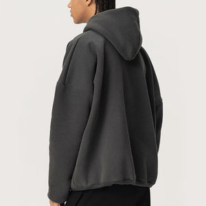 Sweat à capuche épais imprimé, coupe oversize à épaules tombantes, sans cordon, avec logo personnalisé, en coton et polyester, pour homme - Product Image 2