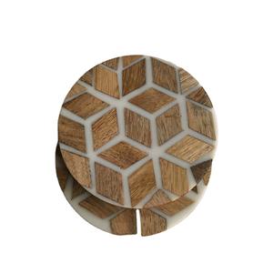 Round Drinks & Tea Coaster in Wooden Diamond Pattern Resin Coffee Marine Resin Coasters Customizable High Quality Resin - Product Image 1