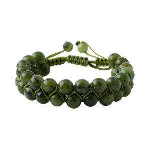 Pulsera de piedra natural de macramé de doble hilera de jade de 8 mm - Product Image 1
