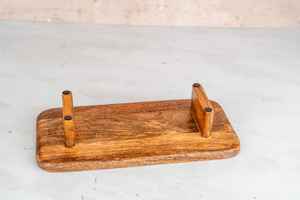 Plateau à thé en bois-Bois dur et tapisserie de bambou-Plateau de service pour le thé ou le pique-nique-Plateau de service de style ottoman fait à la main - Product Image 2