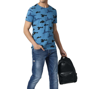 เสื้อยืดคอกลมแขนสั้นลายพรางสีน้ำเงินสำหรับผู้ชาย ทรงปกติ สวมใส่สบาย ผ้าเจอร์ซีย์ Trackstar OEM แบรนด์ส่วนตัว TSI-G05-P0090 - Product Image 5