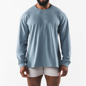 95 Algodón 5 Spandex Quick Dry Fit Gym Alta calidad Manga larga Deportes Oversize Mock Neck Screen Print Camiseta personalizada para hombres - Product Image 5