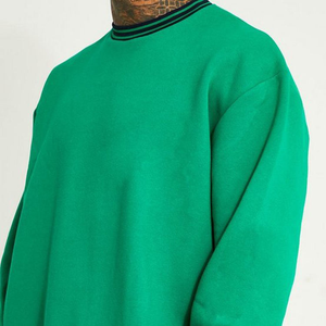 Sudadera Personalizada Verde con Cuello Redondo Unisex, con Puños y Dobladillo a Rayas, Ropa Casual de Calle, Felpa - Product Image 3