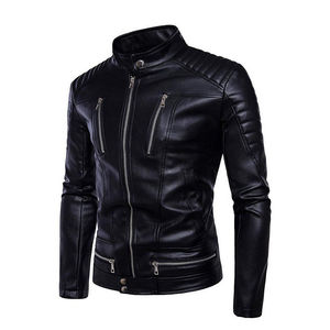 Blouson d'hiver en cuir personnalisé pour homme 2026 avec capuche, manches longues, poches zippées, col montant, devant en toile et lettres lumineuses intégrées - Product Image 2