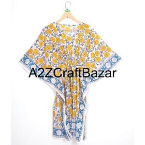 Vestido Casual Midi Tipo Túnica con Cuello en V, de Algodón Puro Lavable y Ecológico, con Estampado Floral Bohemio y Borlas, de Manga Corta - Product Image 5