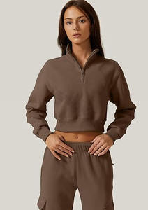 เสื้อสเวตเตอร์คอเต่ามีซิปสำหรับผู้หญิงเสื้อแนวสตรีทแบบกึ่งมีซิปด้านหน้ามีโลโก้ฤดูหนาว - Product Image 4