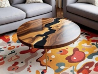 Table à manger de luxe moderne en résine et bois d'acacia, faite à la main, étanche, personnalisable, cadeau pour mariage, retraite, condoléances, Diwali