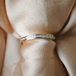 Conjunto de canal de banda de boda de diamante cultivado en laboratorio de oro de 10K, joyería de diamante de corte princesa, anillo de compromiso, regalo, anillos de diamantes de amor, producto - Product Image 5