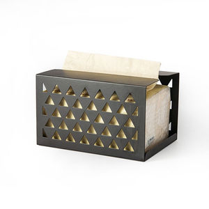 Elegante Caja de Pañuelos de Metal Negro, Porta Servilletas Geométrico Triangular Decorativo, Dispensador de Pañuelos de Sobremesa para el Hogar y Hoteles - Product Image 1