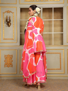 Ensemble Sharara SAADGI Rangeen pour femmes, Kurta Sharara à imprimé floral avec dupatta, coupe régulière, tenue ethnique pour les fêtes et les occasions spéciales - Product Image 6