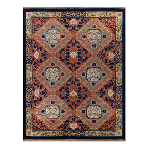 Tapis en laine noué à la main Aalam Blue Pae-6465, motif floral, rectangulaire 9x12, tapis de salon pour adolescents, décorations de couloir - Product Image 1