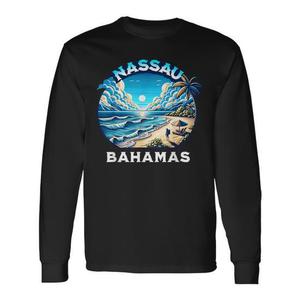 T-Shirt a Maniche Lunghe Souvenir di Vacanza da Nassau Bahamas, Prodotto Promozionale - Product Image 1