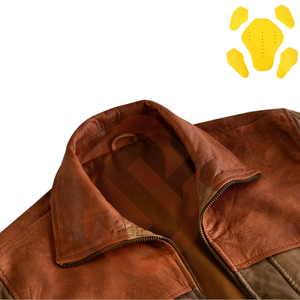 Chaqueta de cuero marrón para motocicleta Protección New Cafe Racer Piel de vaca genuina Certificación CE Equipo de protección Chaqueta de cuero de carreras - Product Image 3