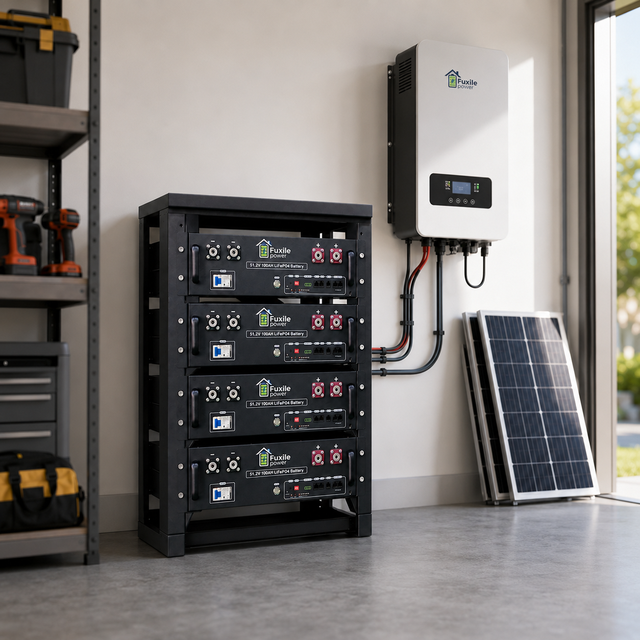 51.2V Rack Mounted LiFePO4 Battery 5.12kWh-20.48kWh Stackable Home Energy Storage System with BMS 200Ah/300Ah Grid/Hybrid Grid