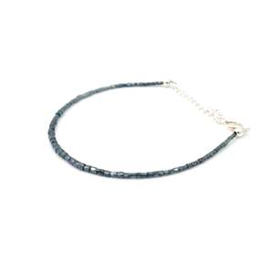 Blue Diamond <b>Bracelet</b> with Faceted Tube Beads Charm or <b>Bangles</b> with Zircon Amethyst Quartz Pearl Agate Stones - Product Image 3