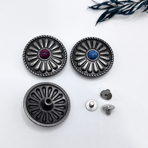 <span class=keywords><strong>Bottoni</strong></span> in lega turchese pressofusa con segno floreale in metallo per Conchos in stile Denim - Product Image 1