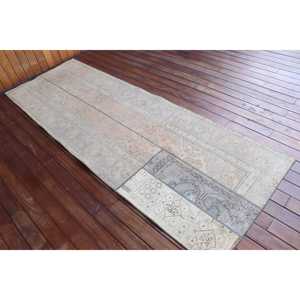 Alfombra Turca Vintage, Alfombra de Pasillo de 3x8.7 pies, Alfombra Ikat Gris Marrón - Product Image 2