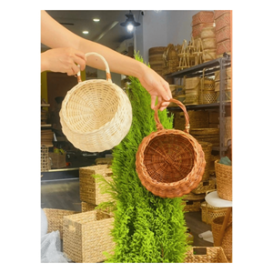 Hanging Basket Rattan Woven Handwoven rattan hanging basket <b>for</b> <b>laundry</b> <b>room</b> storage and wall organization Vietnam - Product Image 1