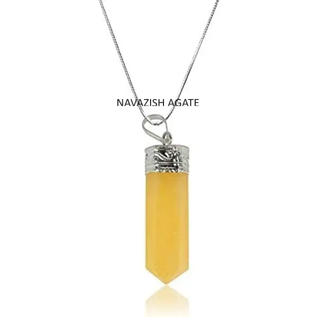 จี้ดินสอ Aventurine สีเหลืองธรรมชาติขายส่งจี้ดินสอจี้คริสตัลซื้อจากนาวาซิสอาเกตส่งออก