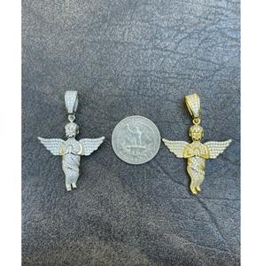 El Mejor Colgante Unisex de Moissanita con Diseño de Ángel Bebé Querubín, Plata de Ley 925 Sólida, Diseño de Manos en Oración, Bañado en Rodio o Oro de 14K, Estilo Hip Hop - Product Image 2