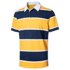 Ventes chaudes OEM, shorts de golf à manches courtes pour hommes, rayés, en piqué, et maillot de rugby en coton avec col polo, chemises en coton - Product Image 3