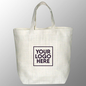 Sac juco écologique non laminé avec impression personnalisée et logo ou illustration sac juco blanc pour promotion shopping sac de plage juco - Product Image 1