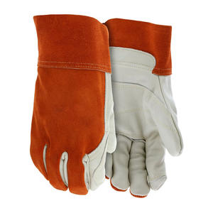Gants de soudage Tig courts en cuir de chèvre renforcé Gants de barbecue ignifuges résistants à l'abrasion de sécurité des mains industrielles - Product Image 1