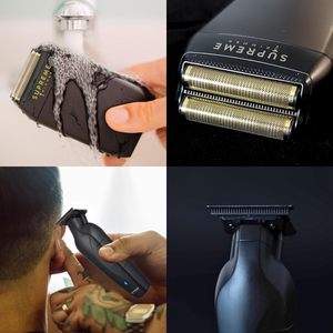 Ensemble de rasoirs professionnels étanches IPX6, rasoir à lame en T en acier inoxydable et rasoir à grille avec alimentation USB - Product Image 4