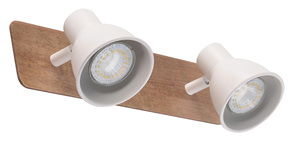 Striscia luminosa a 2 luci serie Miko, bianca e legno, GU10 (Jueric 10306) - Product Image 1