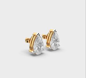 Boucles d'oreilles solitaires en diamant de laboratoire taille poire en or blanc/rose/jaune 18 carats pour fiançailles, mariage et cadeaux d'anniversaire - Product Image 3