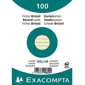 Exacompta Tarjetas de Índice Verdes Rayadas DIN A6, 100 Unidades/Paquete, Producto Esencial de Papelería para Oficina - Product Image 1