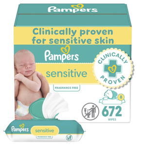 Pampers Sensitive Baby Wipes, a base de agua, hipoalergénico y sin perfume, 672 toallitas en total (8 paquetes con tapa abatible) - Product Image 3
