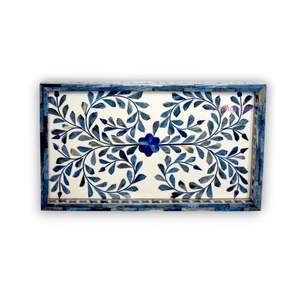 La mejor cocina y Mesa para el hogar exigente, bandeja para servir con incrustaciones de hueso de alta calidad, acabado hecho a mano, tamaño personalizado para forma rectangular - Product Image 3